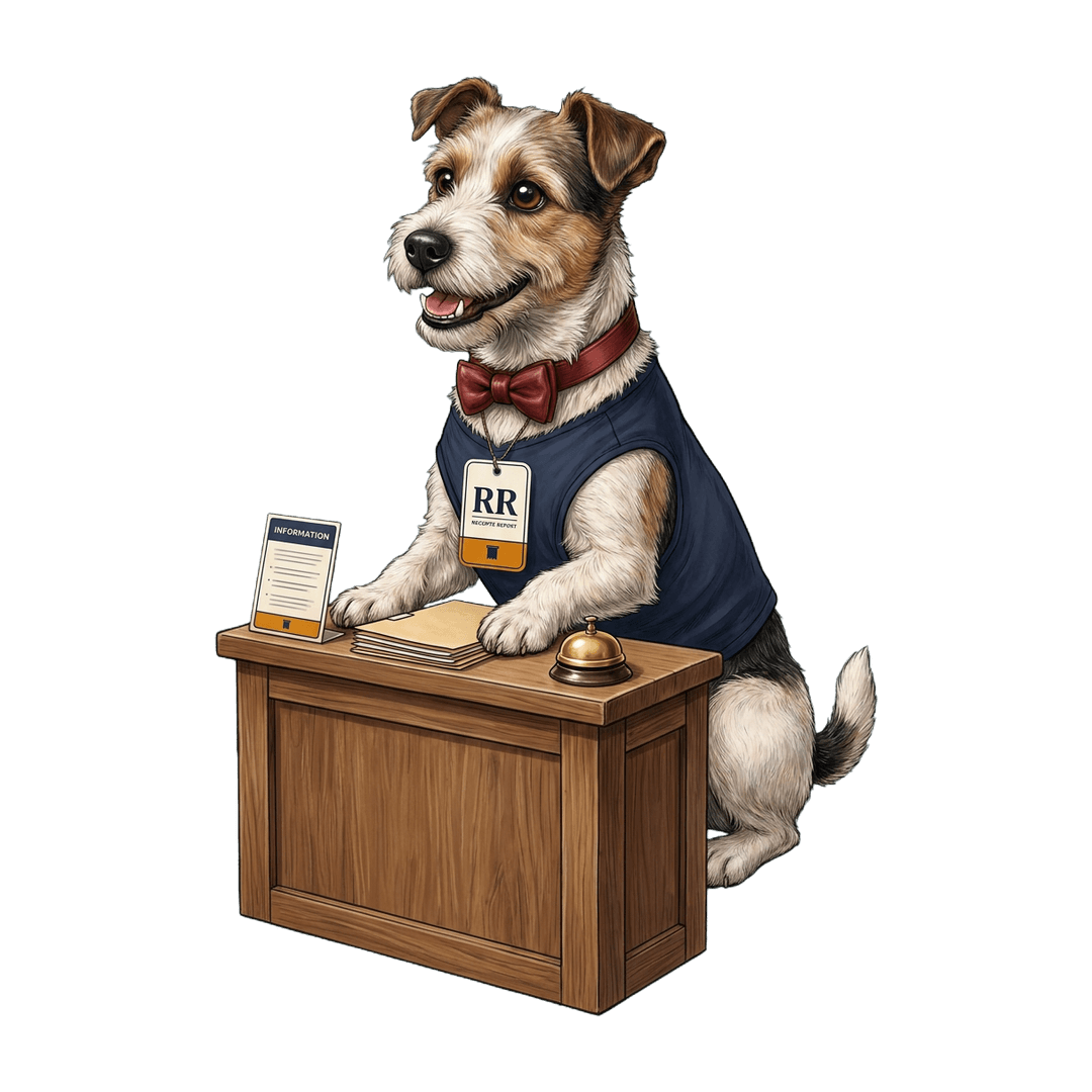 Receipts Report mascot — Ledger Terrier
