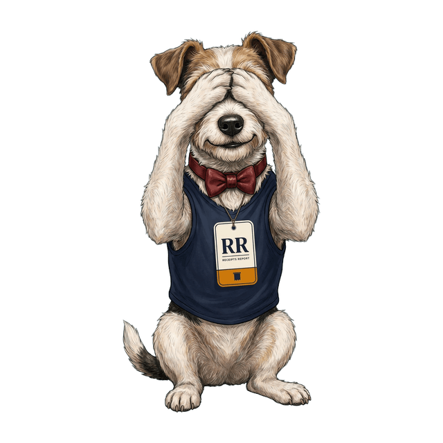 The Ledger Terrier with paws crossed over eyes — we’re not looking